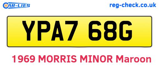 YPA768G are the vehicle registration plates.