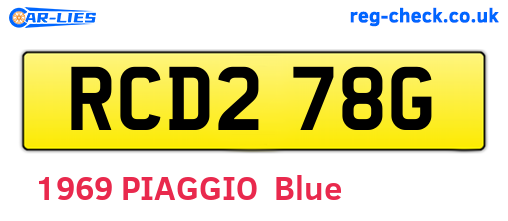 RCD278G are the vehicle registration plates.