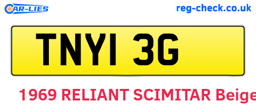 TNY13G are the vehicle registration plates.