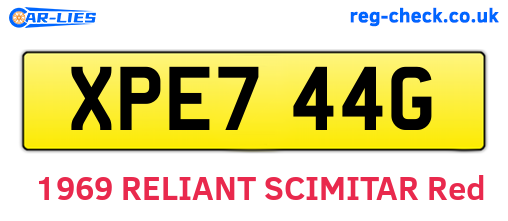 XPE744G are the vehicle registration plates.