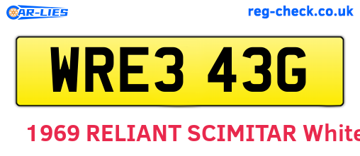 WRE343G are the vehicle registration plates.