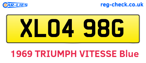 XLO498G are the vehicle registration plates.