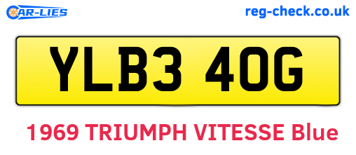 YLB340G are the vehicle registration plates.