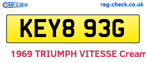 KEY893G are the vehicle registration plates.