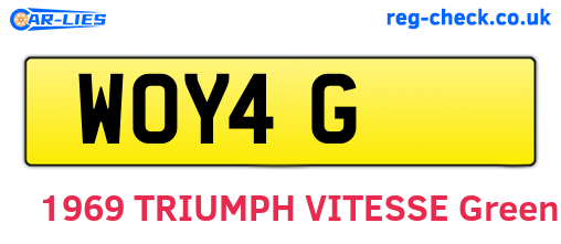 WOY4G are the vehicle registration plates.