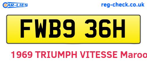FWB936H are the vehicle registration plates.