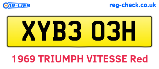XYB303H are the vehicle registration plates.