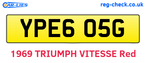 YPE605G are the vehicle registration plates.