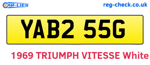 YAB255G are the vehicle registration plates.