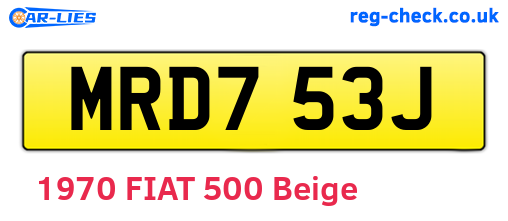 MRD753J are the vehicle registration plates.