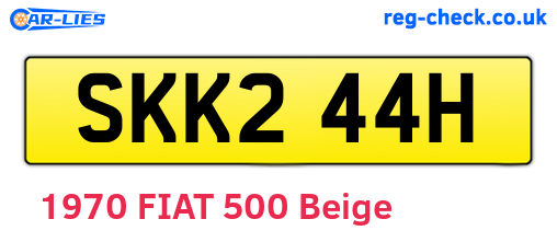 SKK244H are the vehicle registration plates.