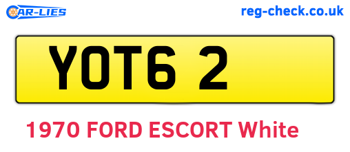 YOT62 are the vehicle registration plates.