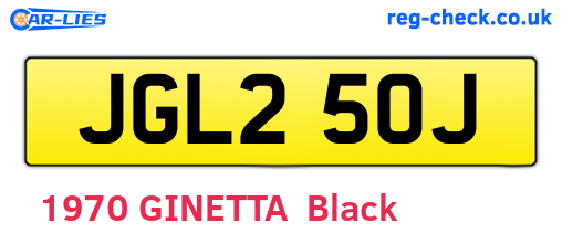 JGL250J are the vehicle registration plates.