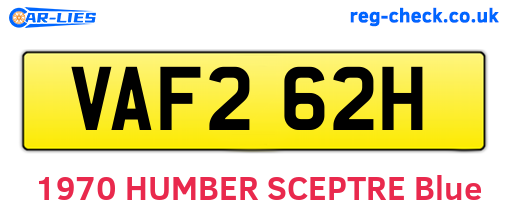 VAF262H are the vehicle registration plates.