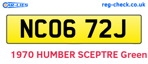 NCO672J are the vehicle registration plates.
