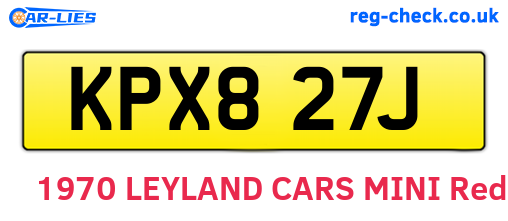 KPX827J are the vehicle registration plates.