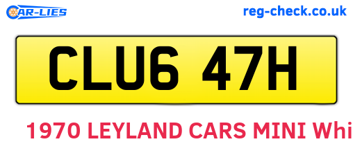 CLU647H are the vehicle registration plates.