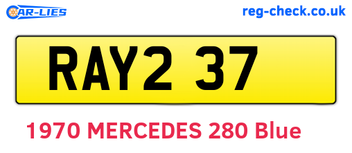 RAY237 are the vehicle registration plates.
