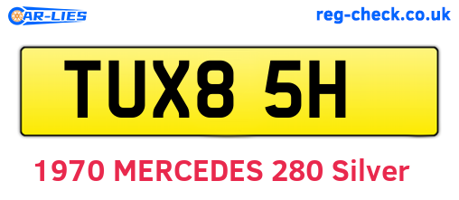 TUX85H are the vehicle registration plates.