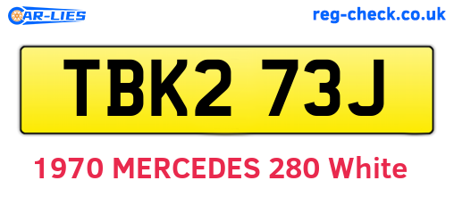 TBK273J are the vehicle registration plates.