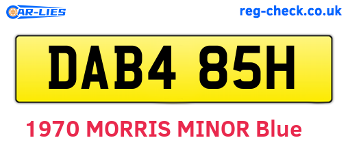 DAB485H are the vehicle registration plates.