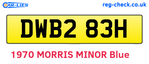 DWB283H are the vehicle registration plates.