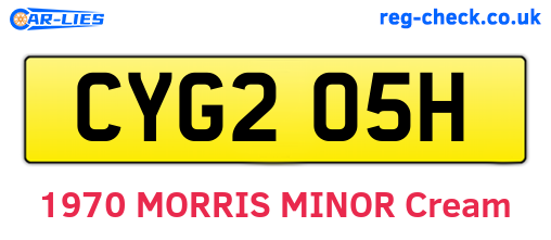 CYG205H are the vehicle registration plates.
