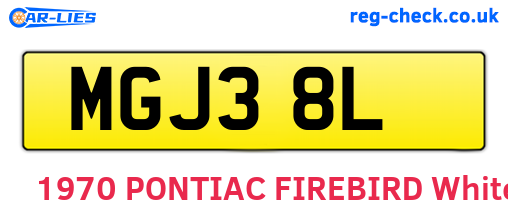 MGJ38L are the vehicle registration plates.