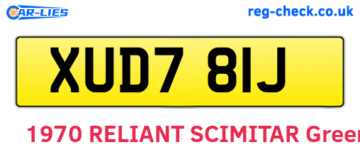 XUD781J are the vehicle registration plates.