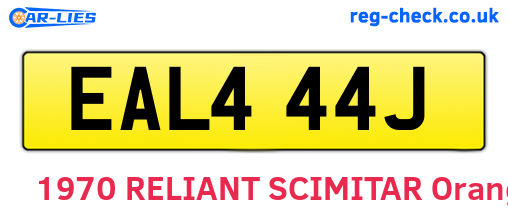 EAL444J are the vehicle registration plates.