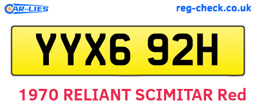 YYX692H are the vehicle registration plates.