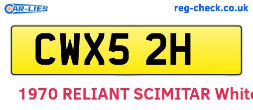 CWX52H are the vehicle registration plates.