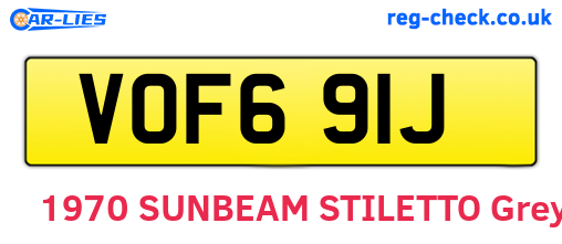 VOF691J are the vehicle registration plates.