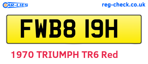 FWB819H are the vehicle registration plates.