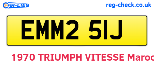 EMM251J are the vehicle registration plates.