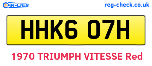 HHK607H are the vehicle registration plates.