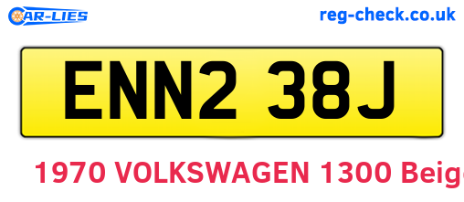ENN238J are the vehicle registration plates.