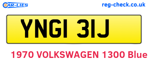 YNG131J are the vehicle registration plates.