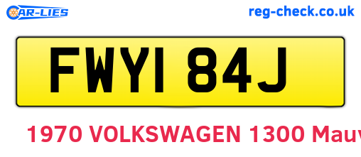 FWY184J are the vehicle registration plates.