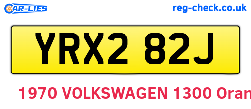 YRX282J are the vehicle registration plates.