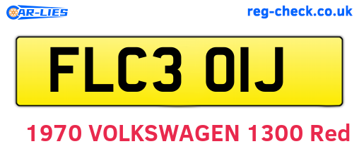 FLC301J are the vehicle registration plates.