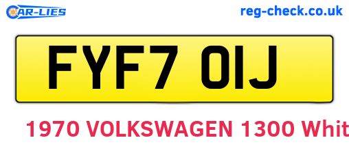 FYF701J are the vehicle registration plates.