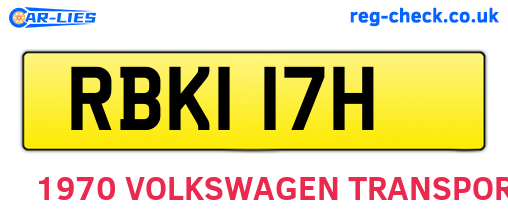 RBK117H are the vehicle registration plates.