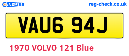 VAU694J are the vehicle registration plates.
