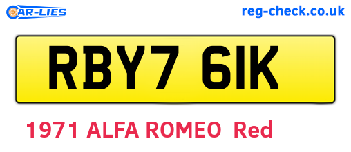 RBY761K are the vehicle registration plates.