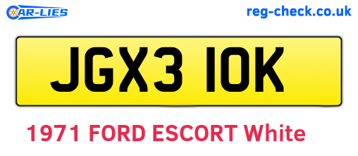 JGX310K are the vehicle registration plates.