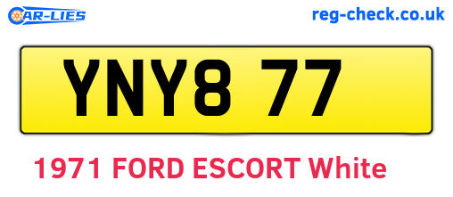 YNY877 are the vehicle registration plates.