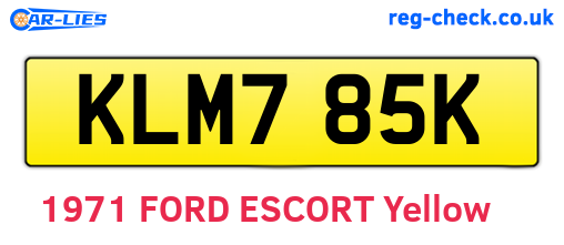 KLM785K are the vehicle registration plates.