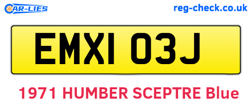 EMX103J are the vehicle registration plates.