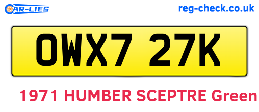 OWX727K are the vehicle registration plates.